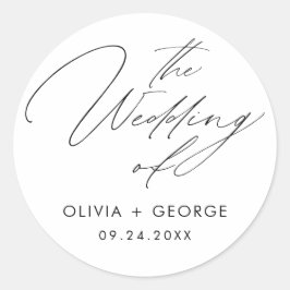 Adesivo Redondo Caligrafia de Script Moderno Preto