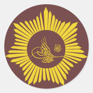 Adesivo Redondo Caligrafia de Tughra do império otomano