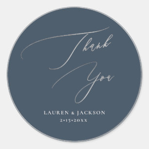 Adesivo Redondo Caligrafia do ArtsApp Silver Muito Obrigado, Faça 