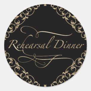 Adesivo Redondo Caligrafia do ouro do damasco do laço de Nouveau