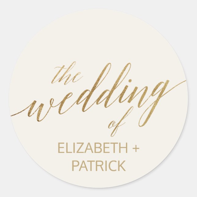 Adesivo Redondo Caligrafia Dourada elegante | Focos de envelopes d (Frente)