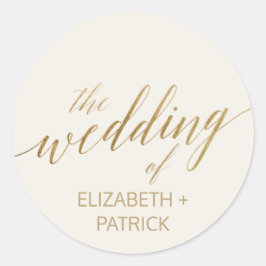 Adesivo Redondo Caligrafia Dourada elegante | Focos de envelopes d