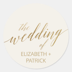 Adesivo Redondo Caligrafia Dourada elegante Focos de envelopes d