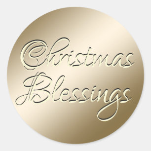 Adesivo Redondo Caligrafia Dourado das bênçãos do Natal