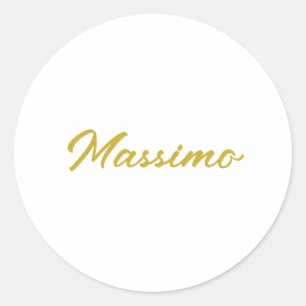 Adesivo Redondo Caligrafia Elegante Dourado Branco Simples Nome