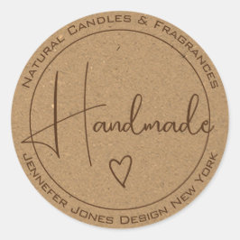 Adesivo Redondo Caligrafia Elegante Papel Kraft Manipulado