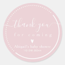 Caligrafia Elegante Rosa Obrigado Festa de Bebê