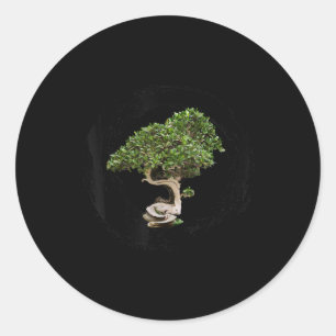 Adesivo Redondo caligrafia em círculo de árvore bonsai