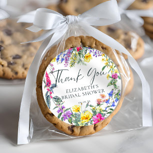 Adesivo Redondo Caligrafia Floral Colorida Flores Selvagens