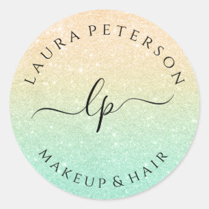 Adesivo Redondo caligrafia manuscrita Dourada com hortelã