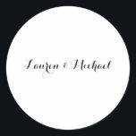 Adesivo Redondo Caligrafia Minimalista Elegante Branca Negra<br><div class="desc">Esse modelo pode ser personalizado para atender a todas as profissões profissionais.</div>