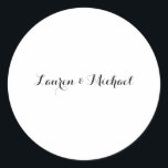 Adesivo Redondo Caligrafia Minimalista Elegante Branca Negra<br><div class="desc">Esse modelo pode ser personalizado para atender a todas as profissões profissionais.</div>