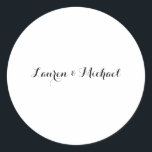 Adesivo Redondo Caligrafia Minimalista Elegante Branca Negra<br><div class="desc">Esse modelo pode ser personalizado para atender a todas as profissões profissionais.</div>