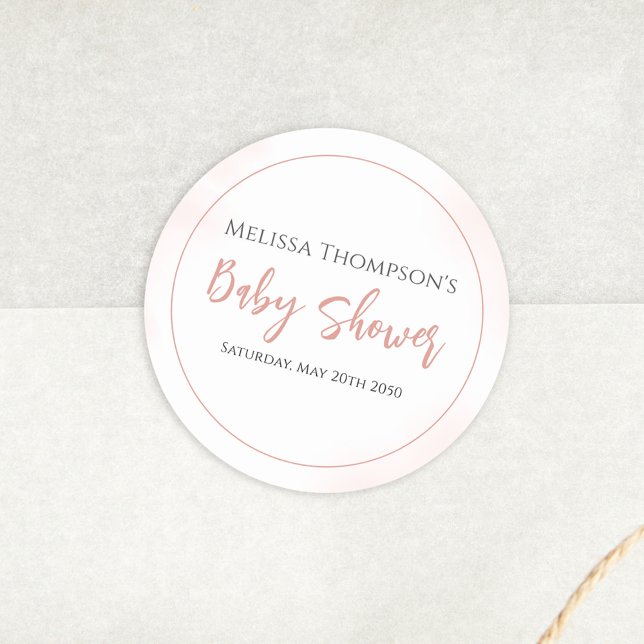 Adesivo Redondo Caligrafia Minimalista Simples de Chá de fraldas R (Criador carregado)