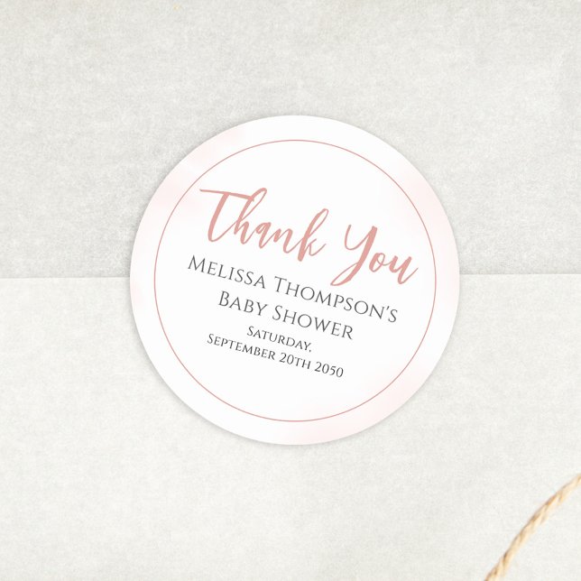 Adesivo Redondo Caligrafia Minimalista Simples de Chá de fraldas R (Criador carregado)