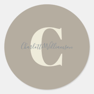 Adesivo Redondo Caligrafia Moderna e Elegante com Nome Monogramado