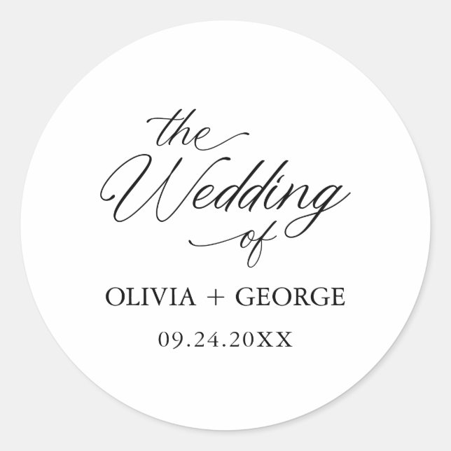 Adesivo Redondo Caligrafia Moderna Elegante Negra (Frente)