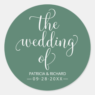 Adesivo Redondo Caligrafia Moderna O Casamento Do Verde