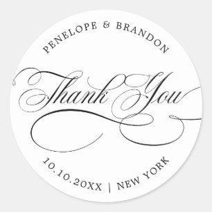 Adesivo Redondo Caligrafia moderna timeles obrigado de casamento n
