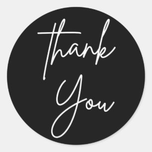 Adesivo Redondo Caligrafia negra e branca Obrigado