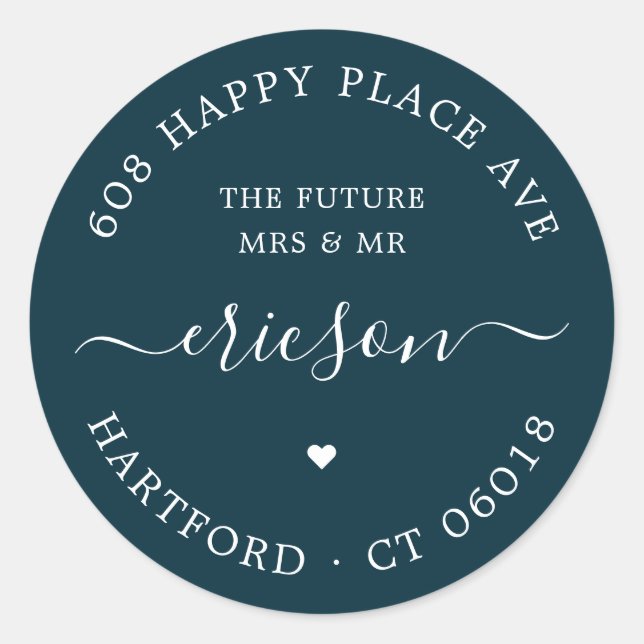 Adesivo Redondo Caligrafia O Futuro Endereço De Devolução De Casam (Frente)