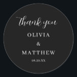 Adesivo Redondo Caligrafia Preta Obrigado Casamento<br><div class="desc">Calliografia Script Obrigado Casamento</div>