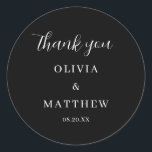 Adesivo Redondo Caligrafia Preta Obrigado Casamento<br><div class="desc">Calliografia Script Obrigado Casamento</div>