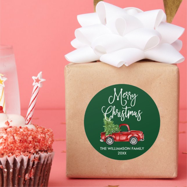 Adesivo Redondo Caligrafia Rocha Vermelha Natal Verde (Festa)