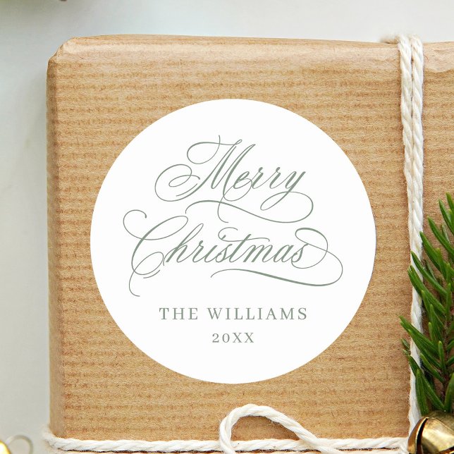 Adesivo Redondo Caligrafia Romântica Feliz Natal Sábado (Criador carregado)