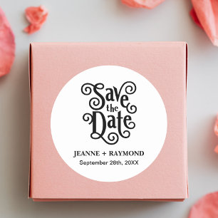 Adesivo Redondo Caligrafia Romântica Save the Date Casamento
