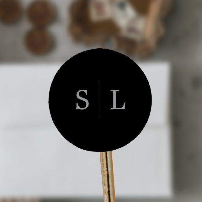 Adesivo Redondo Caligrafia Romântica Silver | Fechos de envelopes  (Criador carregado)