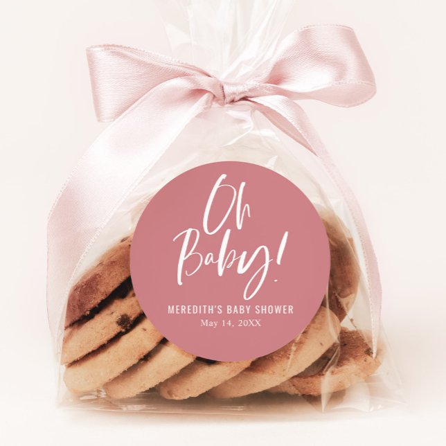 Adesivo Redondo Caligrafia Simples Chá de fraldas Neutro de Gênero (Criador carregado)