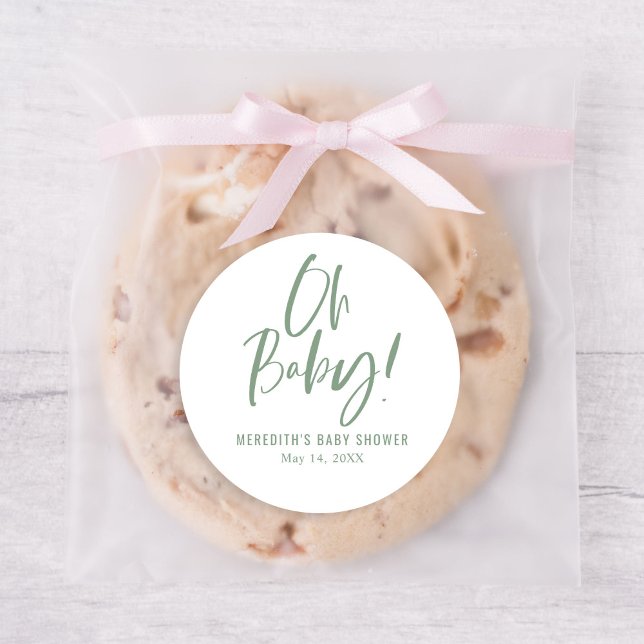 Adesivo Redondo Caligrafia Simples Chá de fraldas Neutro de Gênero (Criador carregado)