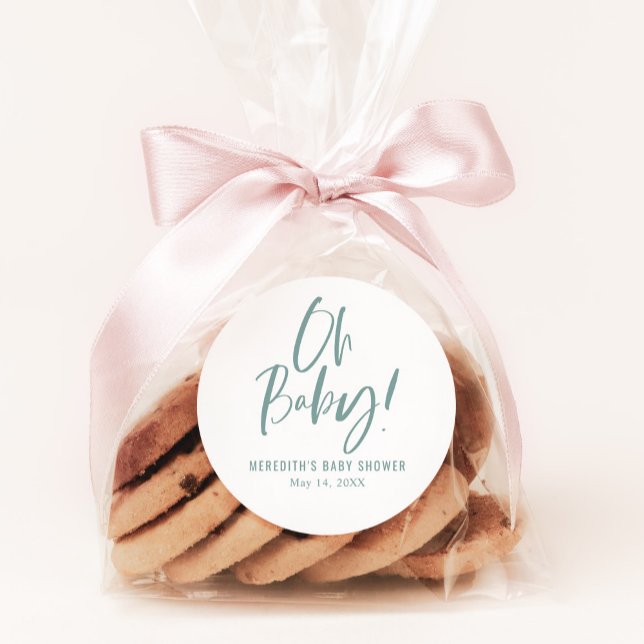 Adesivo Redondo Caligrafia Simples Chá de fraldas Neutro de Gênero (Criador carregado)