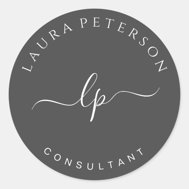 Adesivo Redondo Caligrafia simples e elegante de script (Frente)