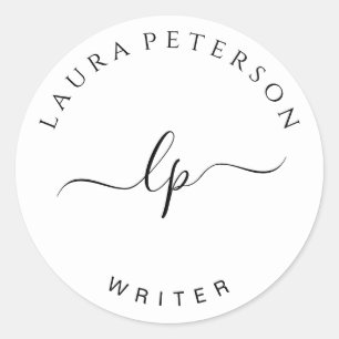 Adesivo Redondo Caligrafia simples e elegante de script