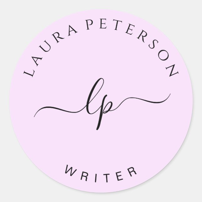 Adesivo Redondo Caligrafia simples e elegante de script (Frente)