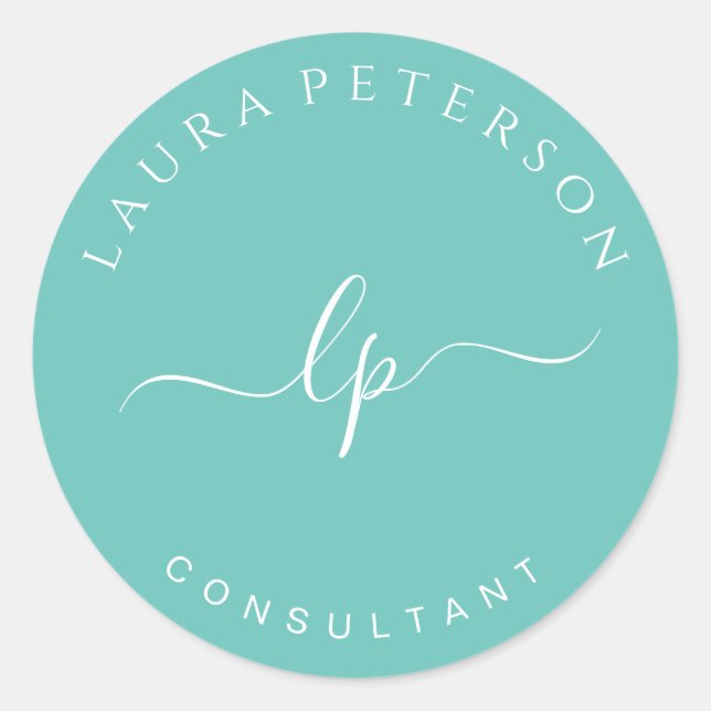 Adesivo Redondo Caligrafia simples e elegante de script (Frente)