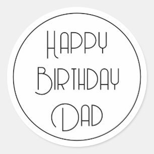 Adesivo Redondo Caligrafia Simples Feliz Aniversário Pai