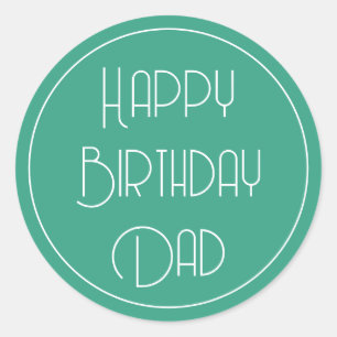 Adesivo Redondo Caligrafia Simples Feliz Aniversário Pai Verde