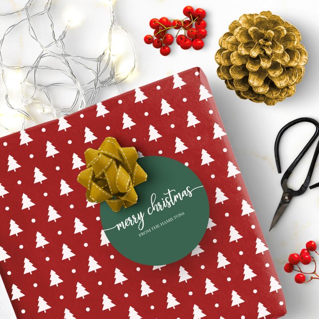 Adesivo Redondo Caligrafia Simples Feliz Natal Verde (Criador carregado)