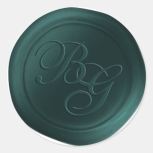 Adesivo Redondo Caligrafia Verde Monograma Cera Selo