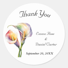 Adesivo Redondo Calla Aquarela Elegante Lírios Românticos