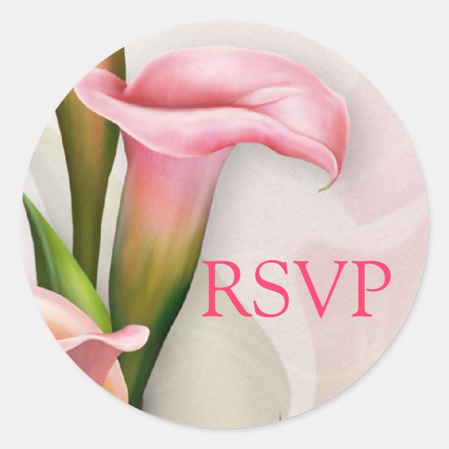 Adesivo Redondo Calla Lily Pink Envelope RSVP Seal (Frente)