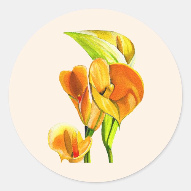 Adesivo Redondo Calla lily watercolor (Frente)