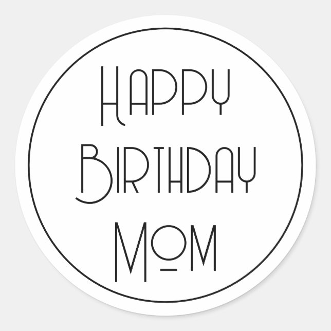 Adesivo Redondo Calligraphy Simples Feliz Aniversário Mãe (Frente)