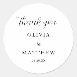 Adesivo Redondo Calliografia Script Obrigado Casamento