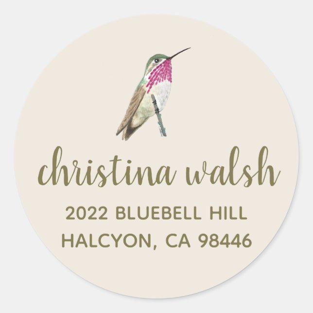 Adesivo Redondo Calliope Hummingbird Envelope Seal (Frente)