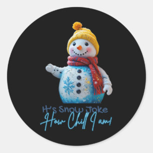 Adesivo Redondo Calma Snowman Piada Neve Feliz Natal