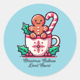 Adesivo Redondo Calorias de Natal Fofas Não Contam Engraçado
